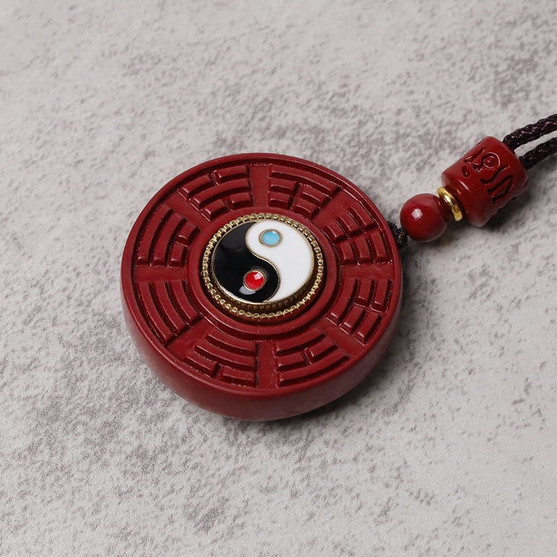 Buddha Stones cinabrio Natural Bagua giratorio Yin Yang mantener alejados los espíritus malignos COLLAR COLGANTE - image 5