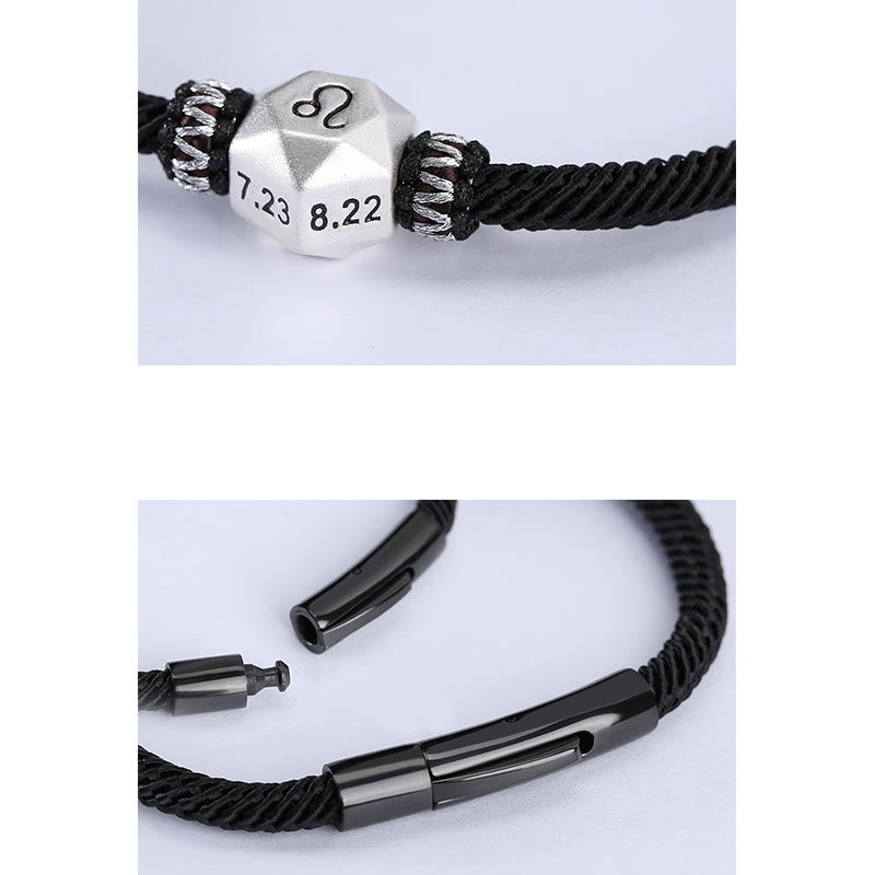Pulsera de hilo hecha a mano con protección de las 12 constelaciones del zodíaco de plata de ley 999 con Buddha Stones