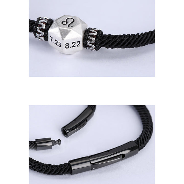 Pulsera de hilo hecha a mano con protección de las 12 constelaciones del zodíaco de plata de ley 999 con Buddha Stones