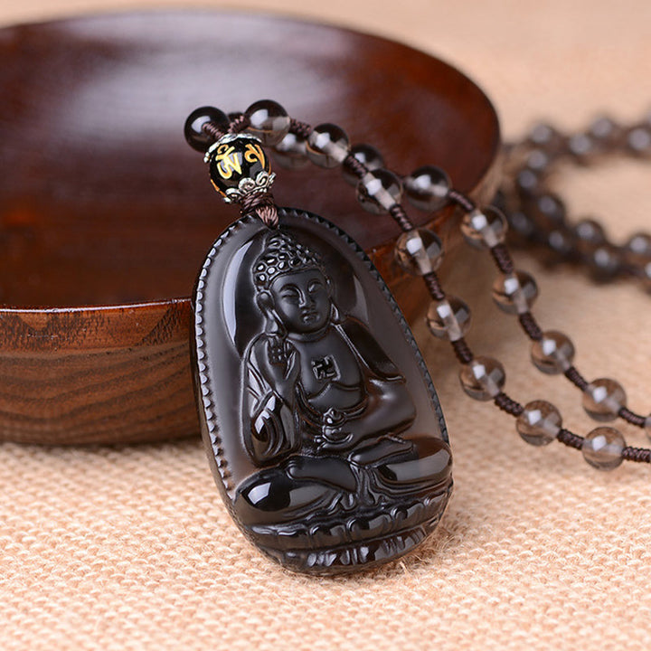 Collar de protección de obsidiana del zodíaco chino