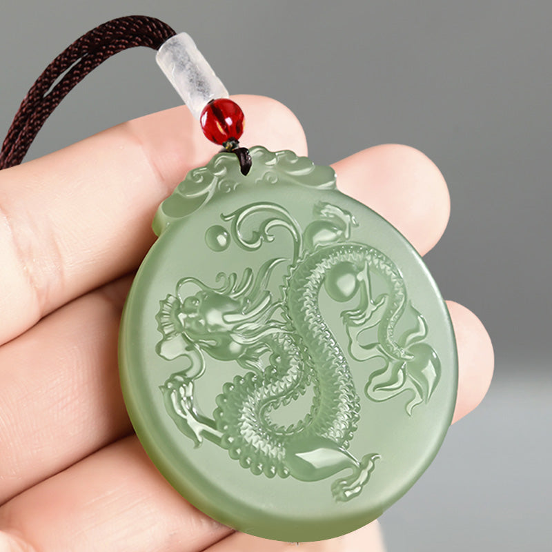 Buddha Stones Dragón del Zodíaco Chino Jade Suerte Collar Colgante de Cadena - image 2
