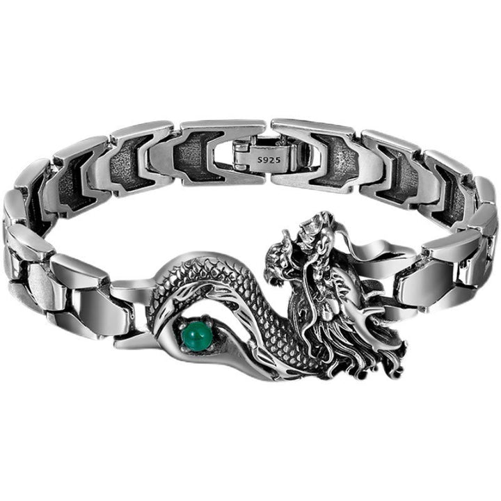Pulsera de éxito grabada con patrón de dragón vintage de Buddha Stones