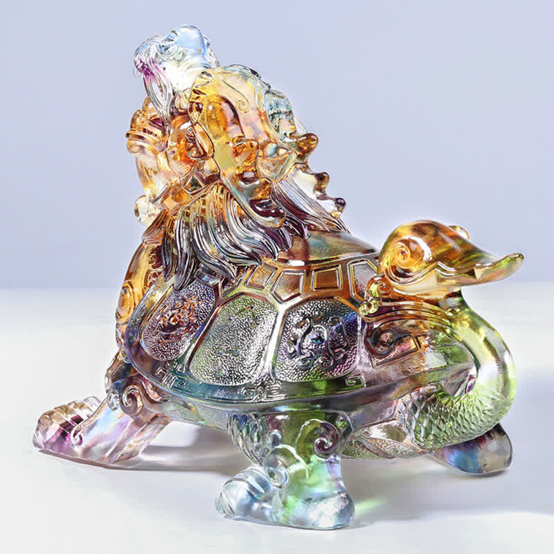 Feng Shui Dragón Tortuga hecha a mano Liuli Crystal Art Piece Decoración de la Oficina del Hogar