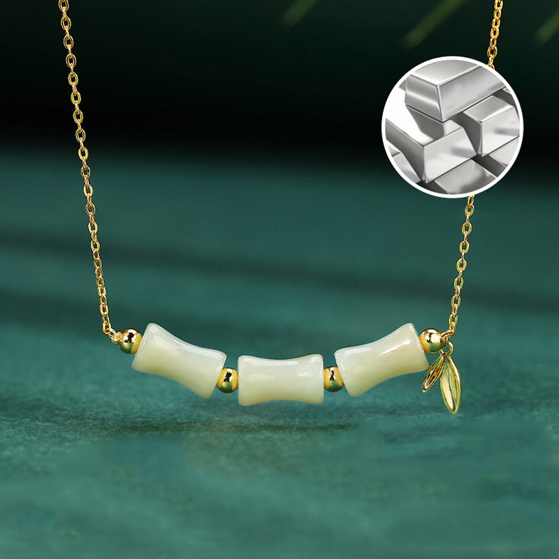 Pulsera con colgante de plata de ley 925 con Buddha Stones , jade hetiano, bambú Fu, personaje de prosperidad