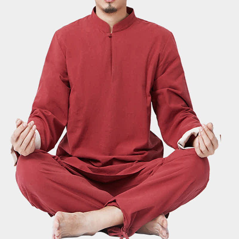 Conjunto de ropa de lino y algodón para hombre con Buddha Stones, meditación espiritual, zen, yoga y oración