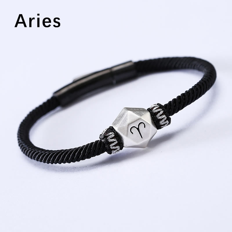Pulsera de hilo hecha a mano con protección de las 12 constelaciones del zodíaco de plata de ley 999 con Buddha Stones