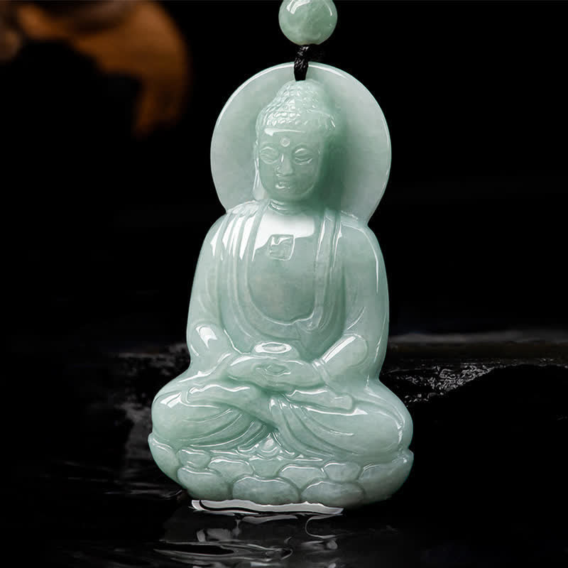 Collar de cadena de compasión con amuleto de jade de Buda Amitabha de Buddha Stones - image 10