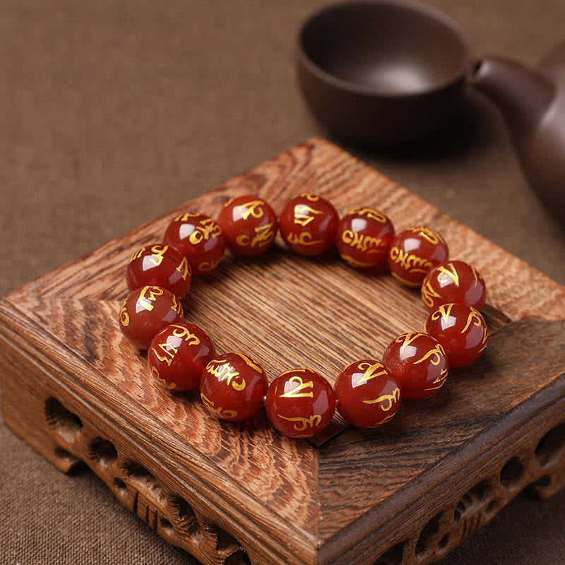 Pulsera de meditación Om Mani Padme Hum de ónix negro y cristal blanco del Tíbet con Buddha Stones