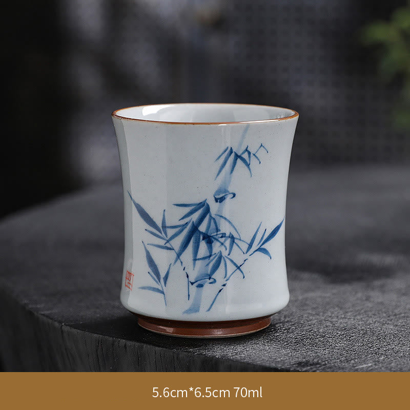 Tazas de té de cerámica de bambú con hojas de flor de loto y Buddha Stones, tazas de té de Kung Fu