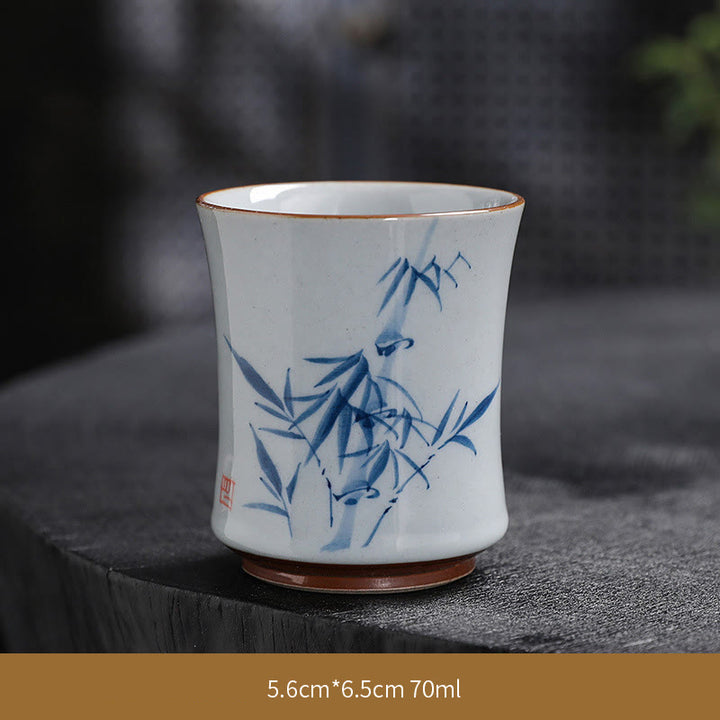 Tazas de té de cerámica de bambú con hojas de flor de loto y Buddha Stones, tazas de té de Kung Fu