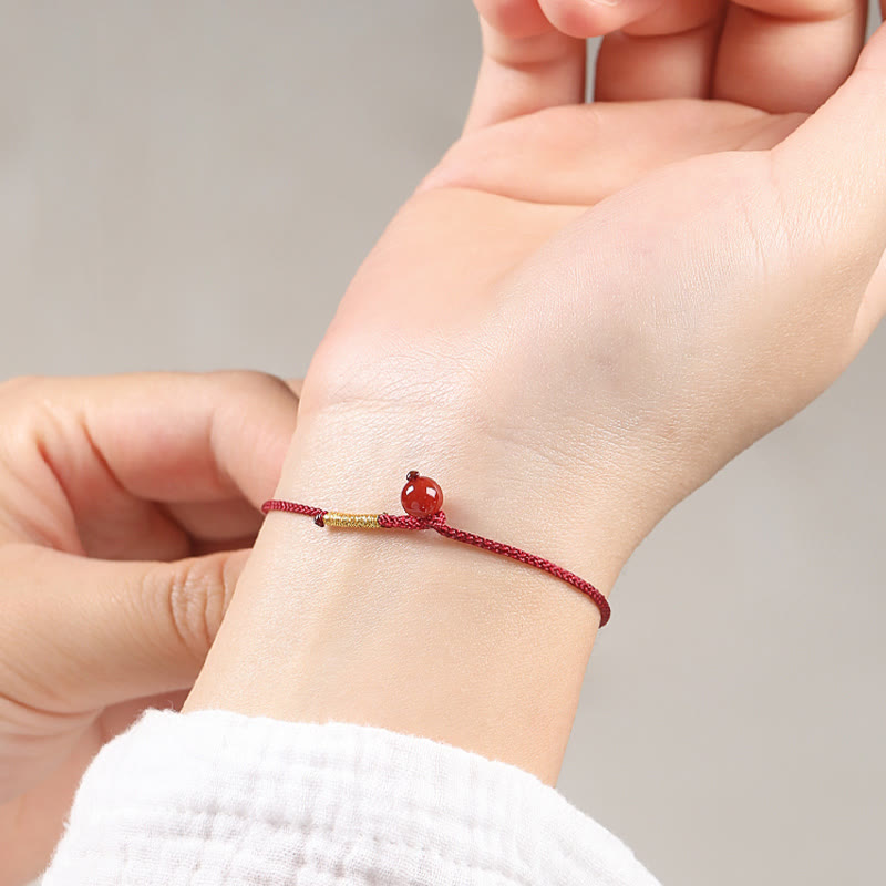 Pulsera de hilo rojo con bendición de ágata roja cinabrio natural con Buddha Stones
