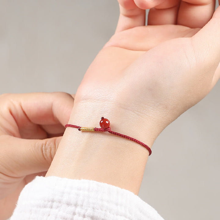 Pulsera de hilo rojo con bendición de ágata roja cinabrio natural con Buddha Stones