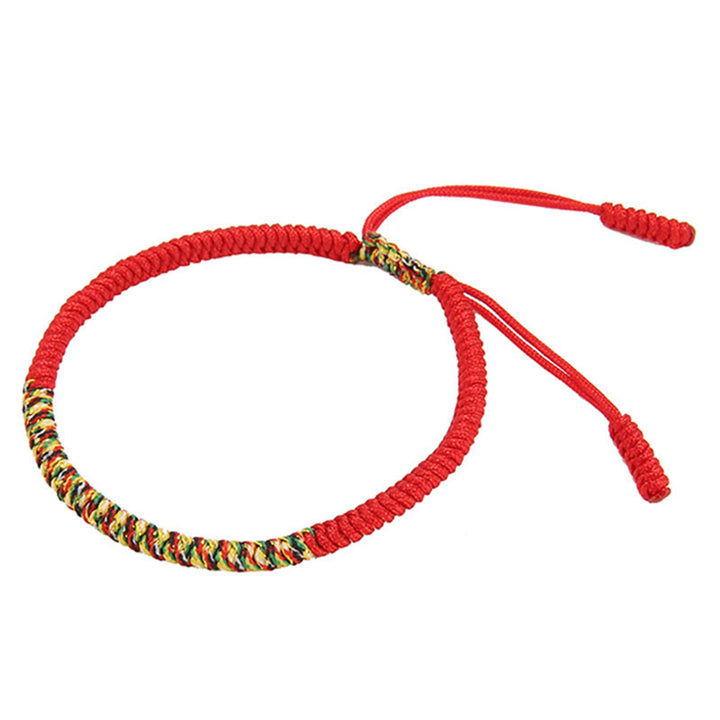 Pulsera trenzada de fuerza de la suerte con nudo King Kong multicolor hecha a mano tibetana con Buddha Stones