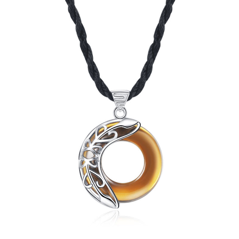 Colgante de collar curativo de la suerte de cobre con alas de amor
