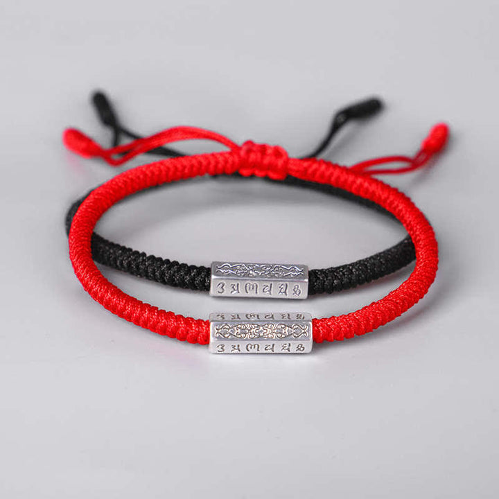 Pulsera de hilo rojo con Buddha Stones Om Mani Padme Hum, protección de la suerte