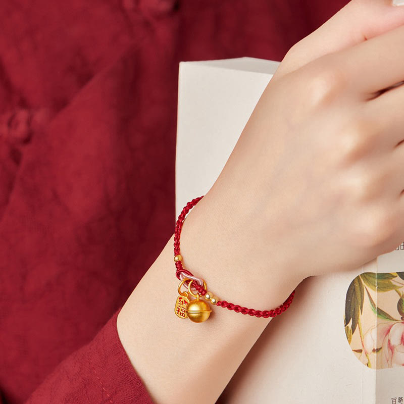 Pulsera de cuerda roja con diseño de personaje Fu hecho a mano con Buddha Stones
