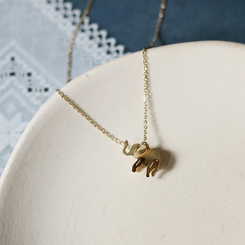 Colgante de cadena de collar de suerte de acero de titanio elefante
