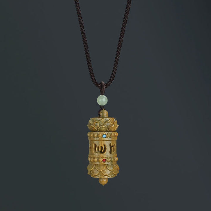 Buddha Stones Tíbet Sándalo Verde Palisandro Om Mani Padme Hum Loto Collar Calmante Positivo Colgante - Om Mani Padme Hum Sándalo Verde - image 1