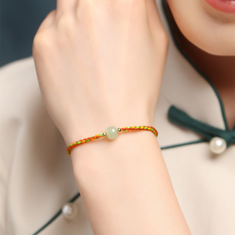 Pulsera de abundancia de cuentas de jade de la suerte de cuerda colorida de Buddha Stones
