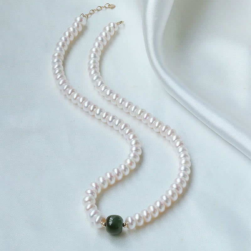 Buddha Stones de Plata de Ley 925, Perla Natural, Jade hetiano, aguamarina, sabiduría, sinceridad, collar, pulsera con colgante