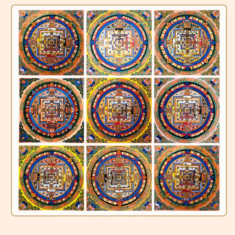 Caja ciega con pintura de Mandala Thangka hecha a mano tibetana, patrón de Color aleatorio