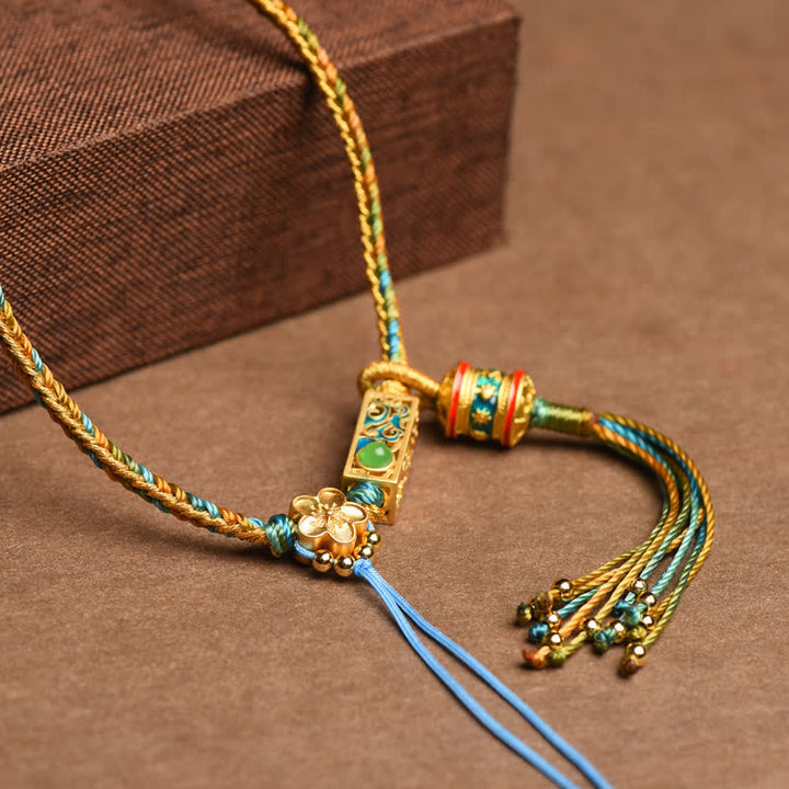 Colgante de collar de riqueza de cobre con cadena colorida de Buddha Stones
