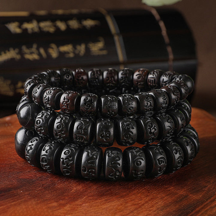 Pulsera de protección de madera con relámpago tibetano de Buddha Stones