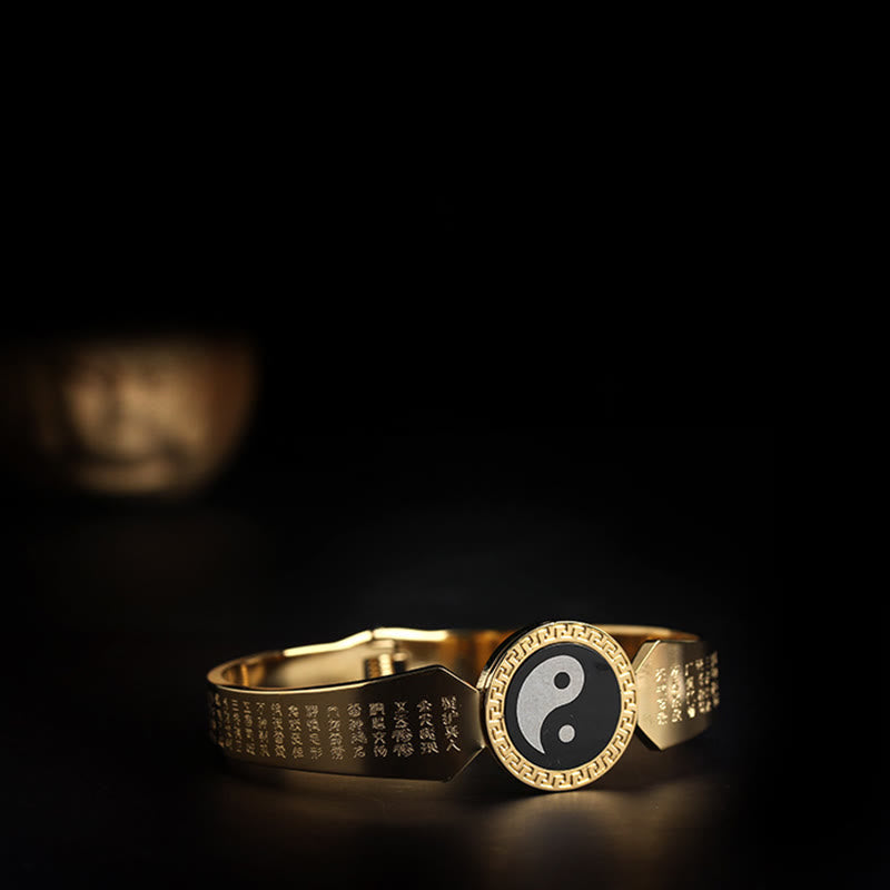 Brazalete de armonía de acero de titanio con Buddha Stones Yin Yang Lotus Om Mani Padme Hum Mantra