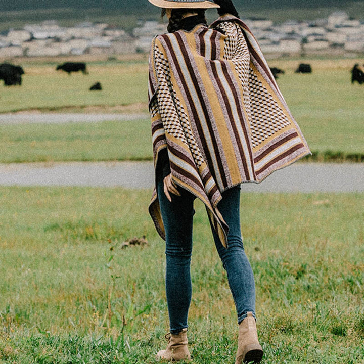 Mantón tibetano de Buddha Stones , patrón clásico, bufanda de viaje cálida y acogedora para invierno - image 2