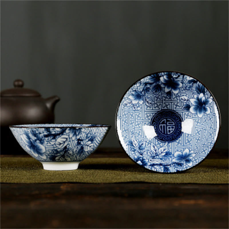Taza de té de Buddha Stones, flores, carácter Fu, montañas, loto, flores de cerezo, taza de té de Kung Fu