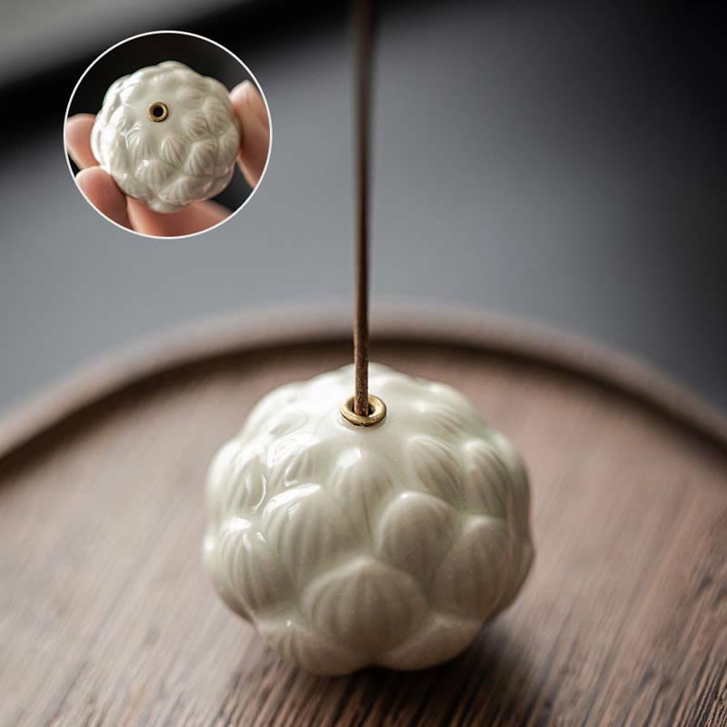 Buddha Stones Mini flor de loto meditación palo de cerámica pequeño quemador de incienso Decoración