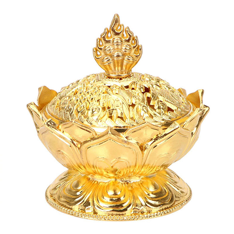 Quemador de incienso purificador en forma de loto tibetano con Buddha Stones