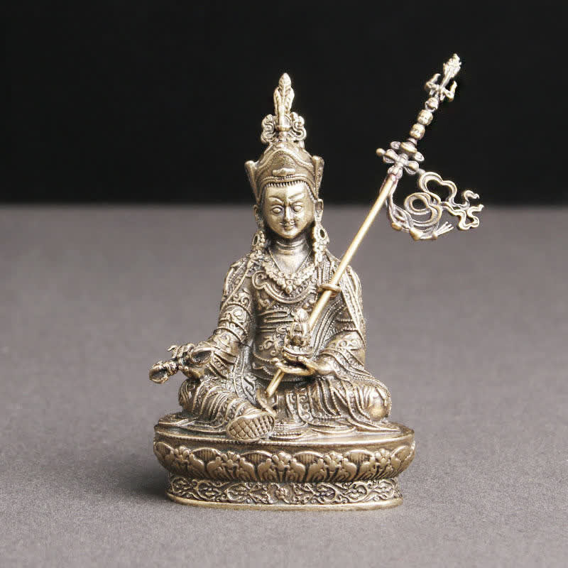 Figura de Buda Padmasambhava, estatua de cobre de serenidad, decoración del templo - 41*66 mm - image 0