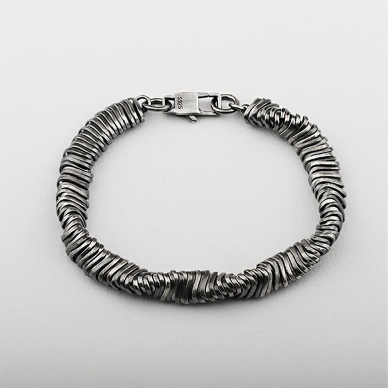 Pulsera de cadena curativa de riqueza con diseño trenzado vintage de plata de ley 925 con Buddha Stones
