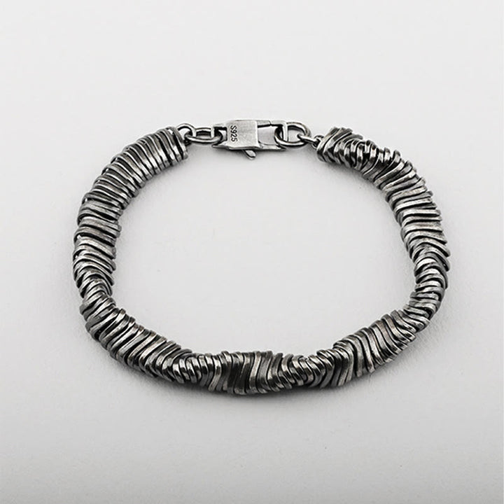 Pulsera de cadena curativa de riqueza con diseño trenzado vintage de plata de ley 925 con Buddha Stones