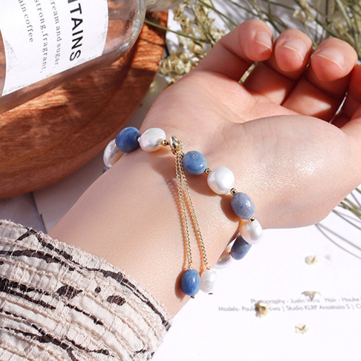 Pulsera curativa de cuentas de perlas de cristal de aventurina azul natural con Buddha Stones