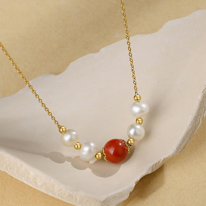 Collar con colgante de cadena de cuentas curativas de sinceridad con perlas de cinabrio de plata de ley 925 con Buddha Stones