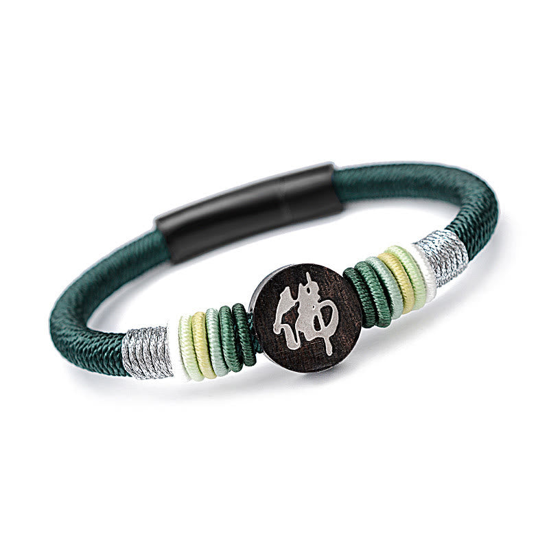 Pulsera de cuerda hecha a mano de ébano con personaje de Buda de Buddha Stones