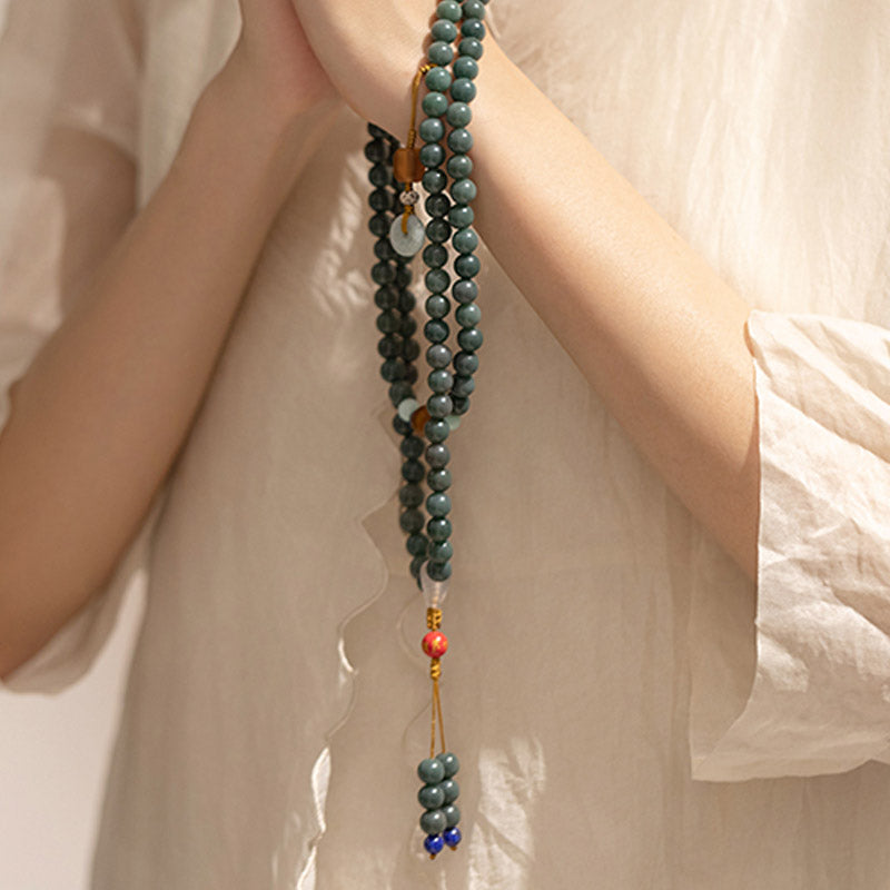 Pulsera de meditación con bendición de semillas Bodhi, 108 cuentas, Mala