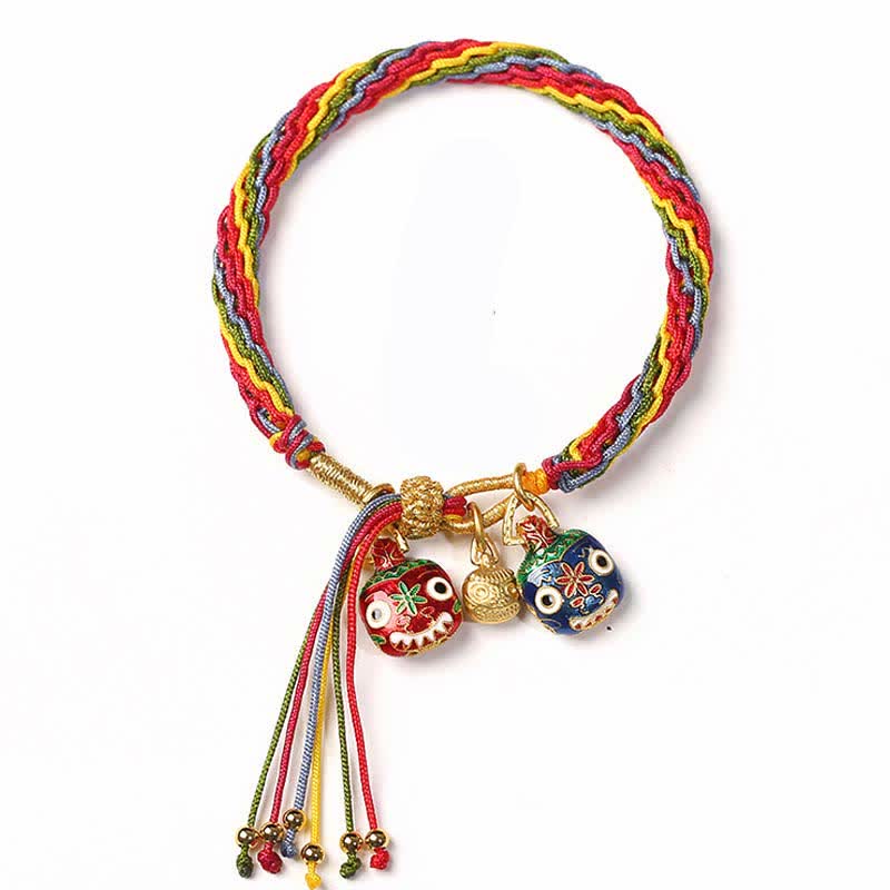 Pulsera trenzada de protección de cuerda de suerte con nudo de reencarnación