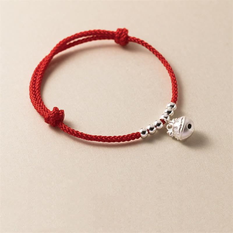 Buddha Stones Año del Dragón Pulsera roja trenzada de plata de ley 925 hecha a mano con dragón tallado con éxito