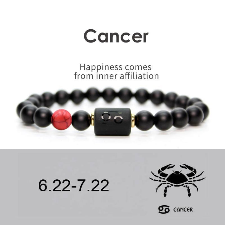 Pulsera Ajustable de Ónix Negro 12 Constelaciones del Zodíaco Buddha Stones