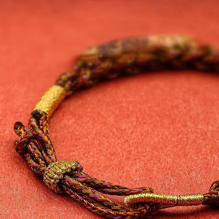 Pulsera de cuerda trenzada de la suerte Thangka de los cinco dioses tibetanos de la riqueza