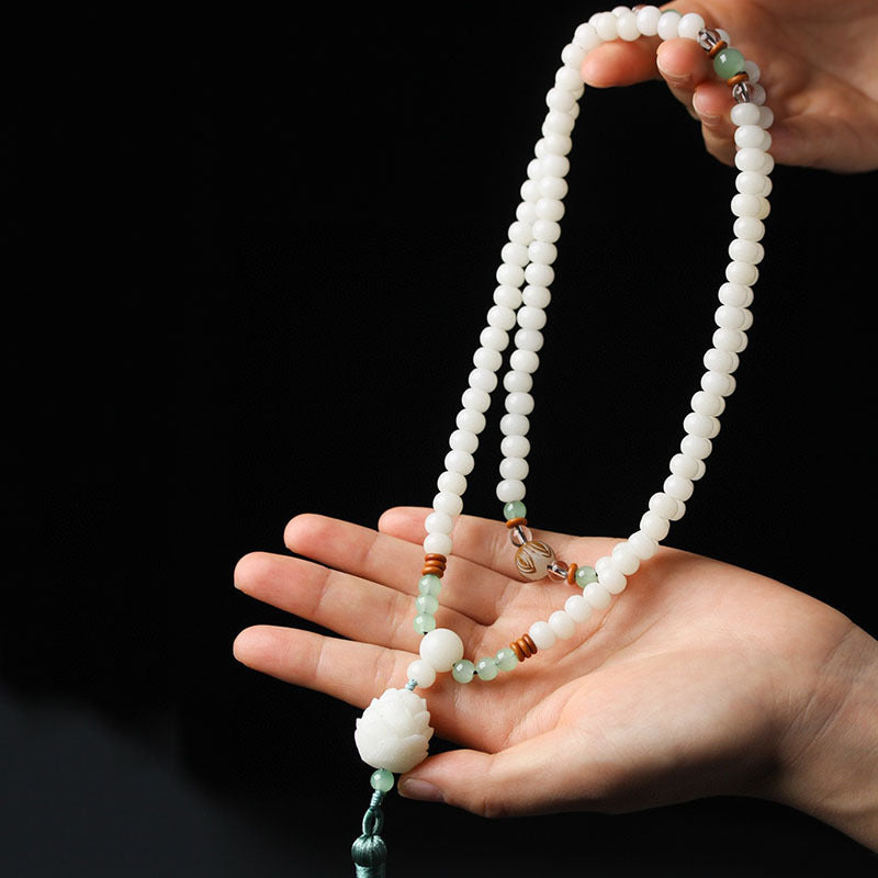 Pulsera de protección con 108 cuentas de Mala de semillas de Bodhi blancas de Buddha Stones