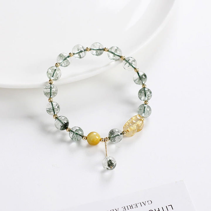 Pulsera de Confianza PiXiu Citrino Fantasma Verde de Buddha Stones