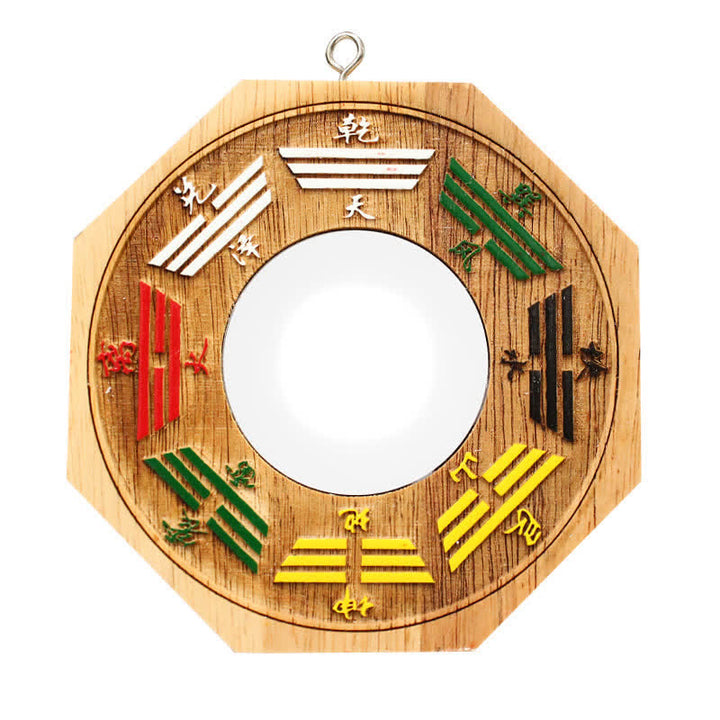 Espejo de mapa de energía de equilibrio de madera de melocotón con mapa de Bagua de Feng Shui