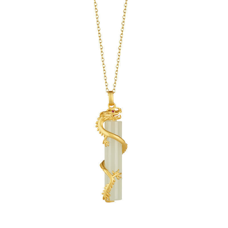 Colgante de collar de protección de cobre con Buddha Stones , dragón de Jade y Fénix - Dragón - image 3