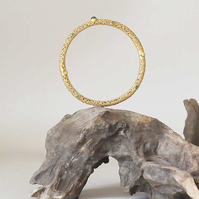 Brazalete de pulsera curativa con Buddha Stones , Jade cian, cobre, nubes propicias, calma