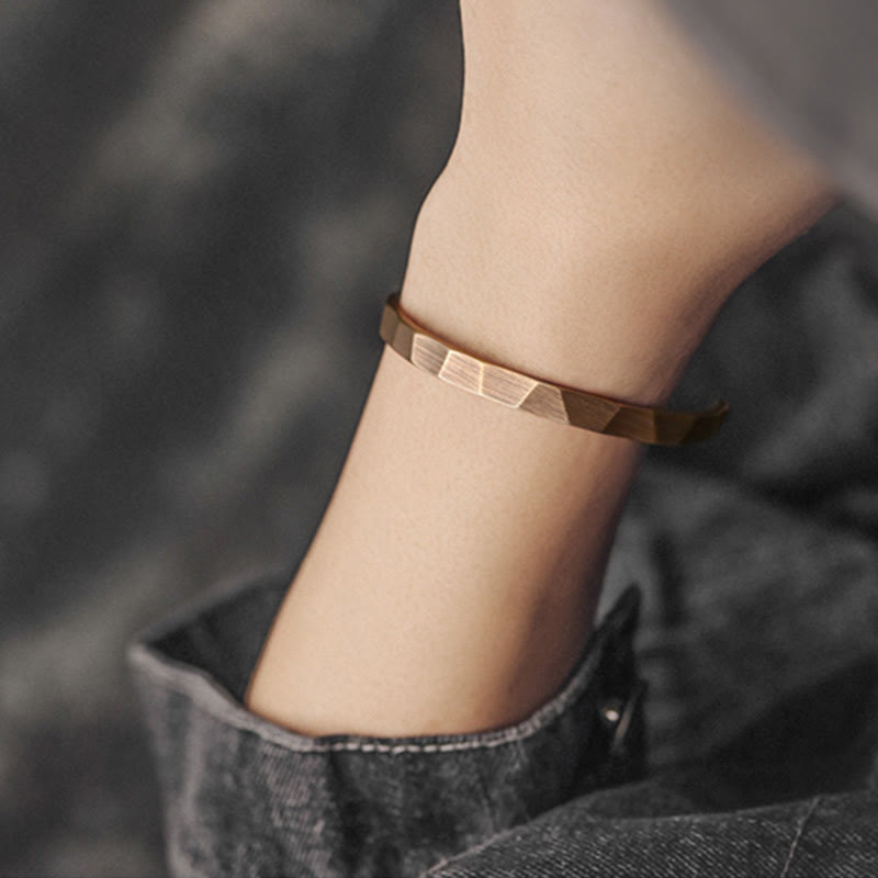 Pulsera de puño ajustable de riqueza de cobre de diseño rústico vintage