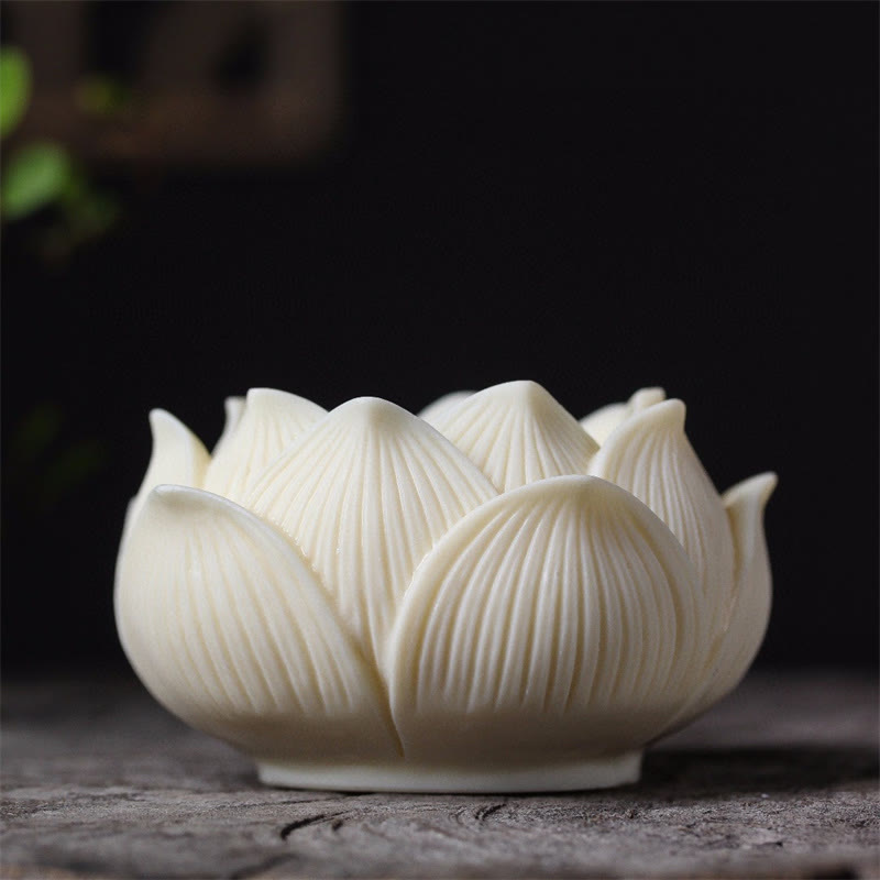 Buddha Stones Mini fruta de marfil Kwan Yin Avalokitesvara Lotus riqueza decoración de escritorio - image 7